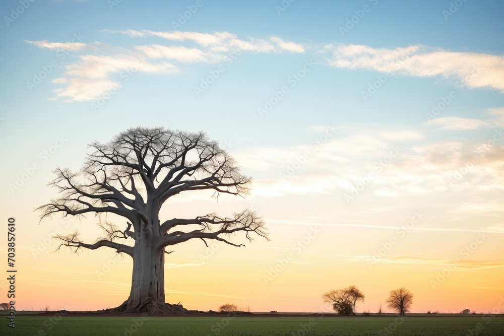 lone baobab tree silhouetted against sunset lone baobab tree silhouetted against sunset
