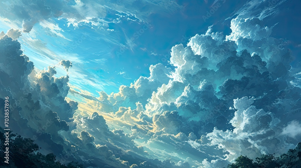 Beautiful Blue Sky Cloud Formation Background, Background Banner HD