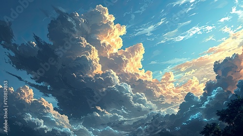 Beautiful Blue Sky Cloud Formation Background, Background Banner HD