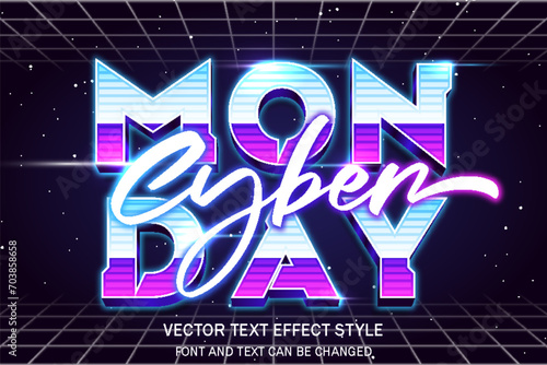 cyber monday retrowave vaporize synthwave style typography editable text effect font style template design