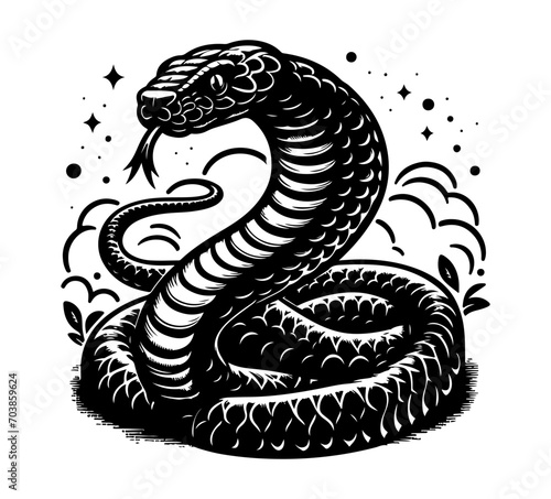 black mamba snake hand drawn vector graphic asset photo