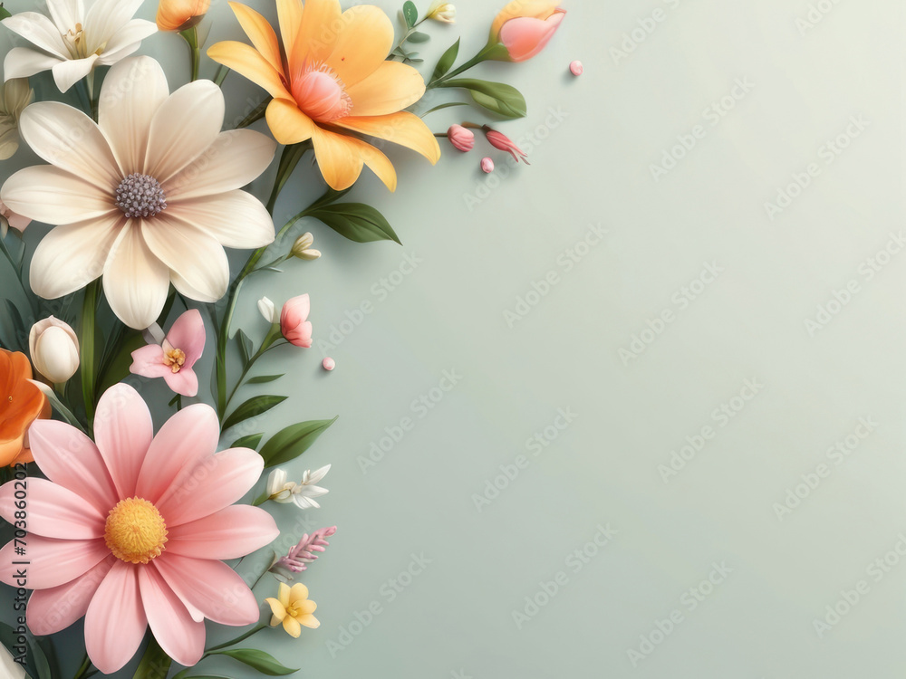 Naklejka premium Flowers composition on a neutral background with copy space