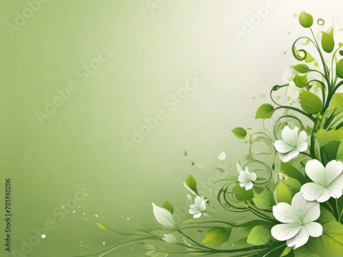 Flowers on a green background with copy space