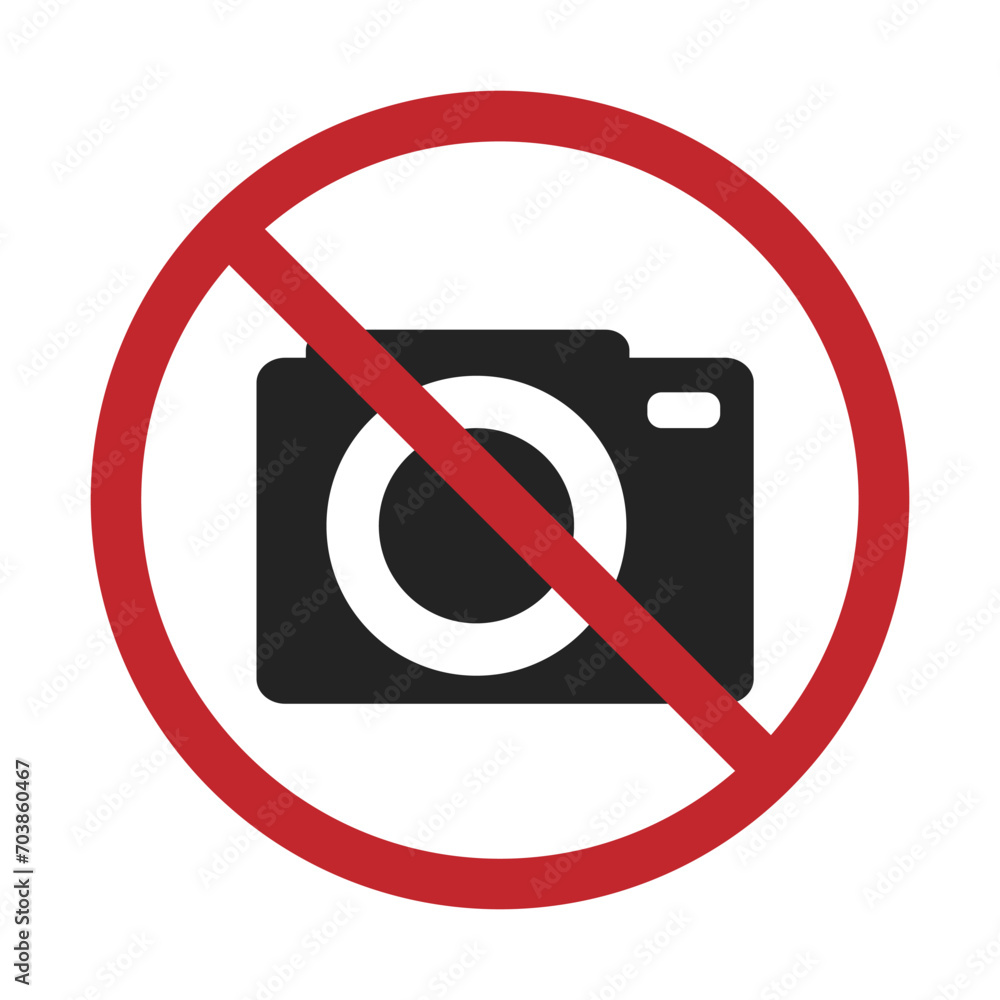 Isolated prohibition sign do not take picture, no camera, taking video not allowes in red round crossed out Isolated prohibition sign do not take picture, no camera, taking video not allowes in red round crossed out
