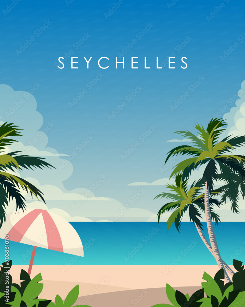 Seychelles, poster, vertical banner, postcard.