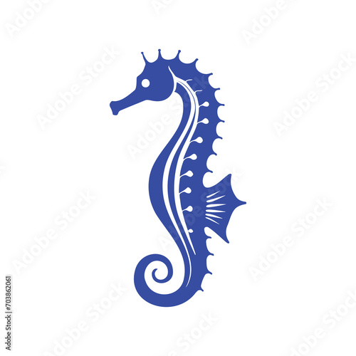 Blue Seahorse Ornament Illustration