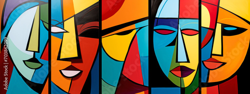 Graffiti Abstract Colorful Women in Cubist Style