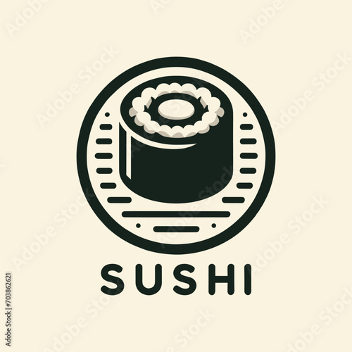 Sushi Japanese food logo design. Elegant Classic Sushi Cuisine Emblem for Restaurant Branding