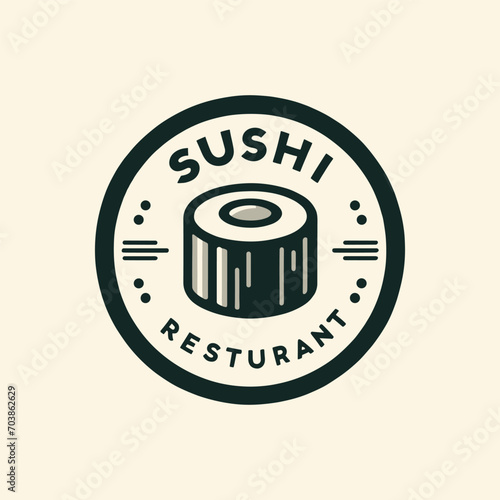 Sushi Japanese food logo design. Elegant Classic Sushi Cuisine Emblem for Restaurant Branding