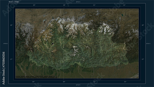 Bhutan composition. High-res satellite map