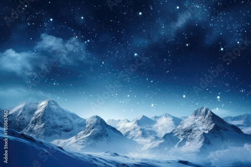 Beautiful sky night landscape travel nature astronomy mountains space stars snow