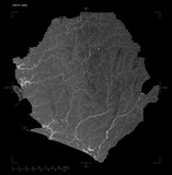 Sierra Leone shape isolated on black. Grayscale elevation map