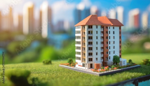Homes, mortgages, real estate images, real estate investment. Miniature models of houses and apartments. Pamphlet. Flyer.