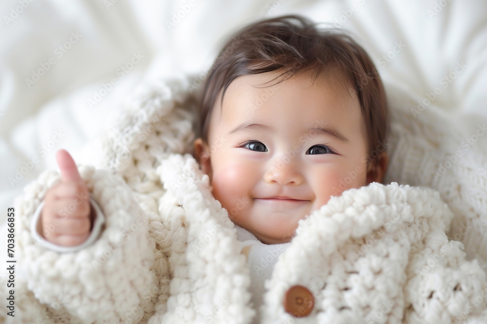 グーサインをする赤ちゃん グーサインをする赤ちゃん