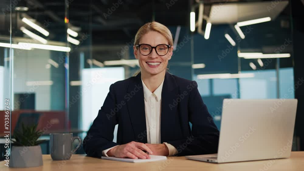Female business portrait closeup woman with perfect healthy smile and glasses lady businesswoman entrepreneur manager leader corporate employee consultant employer student looking at camera in office. Female business portrait closeup woman with perfect healthy smile and glasses lady businesswoman entrepreneur manager leader corporate employee consultant employer student looking at camera in office.
