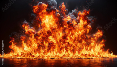 A highly realistic and intense image of fire engulfing the entire frame in a 16_9 aspect ratio.