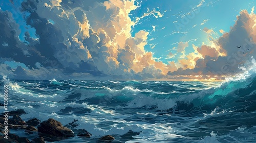 Beautiful Sky Blue Sea  Background Banner HD
