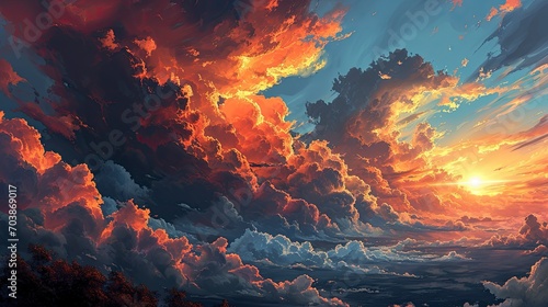 Beautiful Vivid Sky Painted By Sun  Background Banner HD