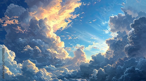 Blue Sky White Clouds Background Copy, Background Banner HD