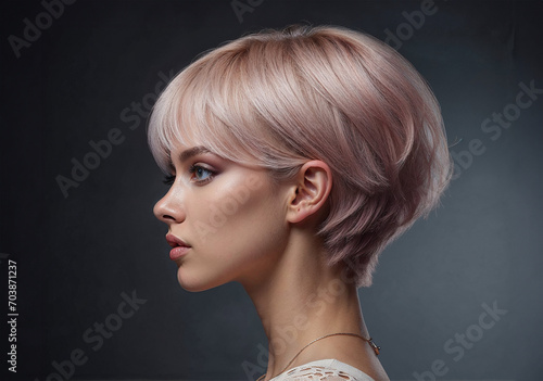 Fashion Model Short Pink Hair