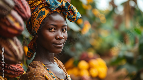 A Woman Harvesting Cocoa photo
