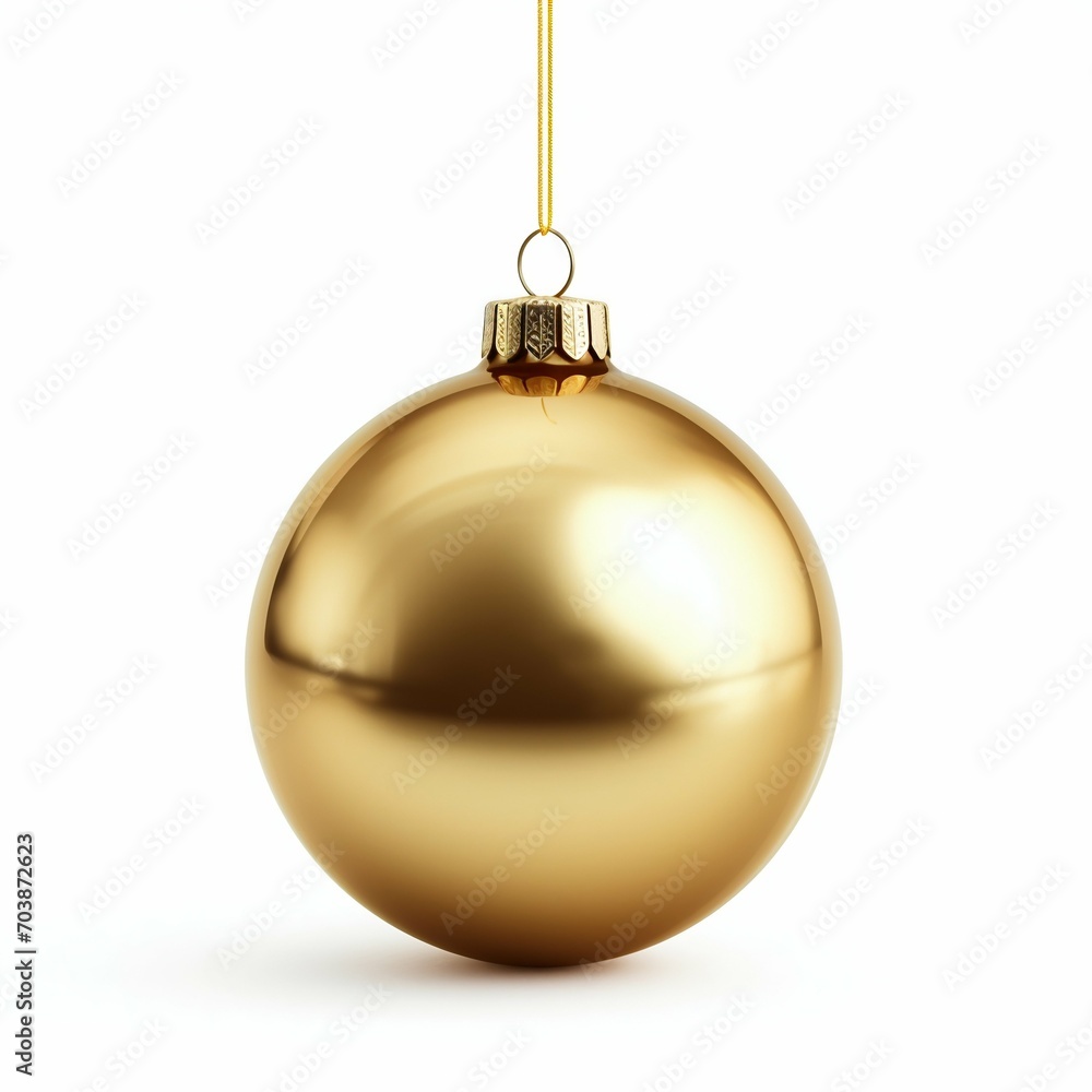Golden Christmas Ornament on White Background. Generative ai Golden Christmas Ornament on White Background. Generative ai
