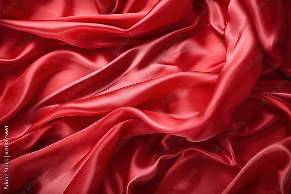 Red silk fabric with soft waves Red silk fabric with soft waves