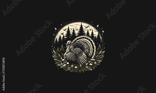 turkey on forest vector illustration artwork design