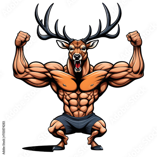 Muscular deer illustration. Suitable for fitness logos, bodybuilders, gym athletes