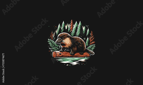 platypus on forest vector illustration artwork design