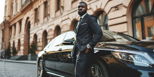 Elegant Businessman with Luxury Car in Urban Setting. Generative ai © Scrudje