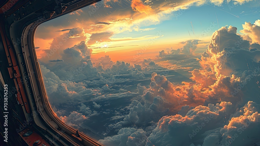Clouds View Airplane Window, Background Banner HD