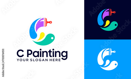 letter c and paint logo design