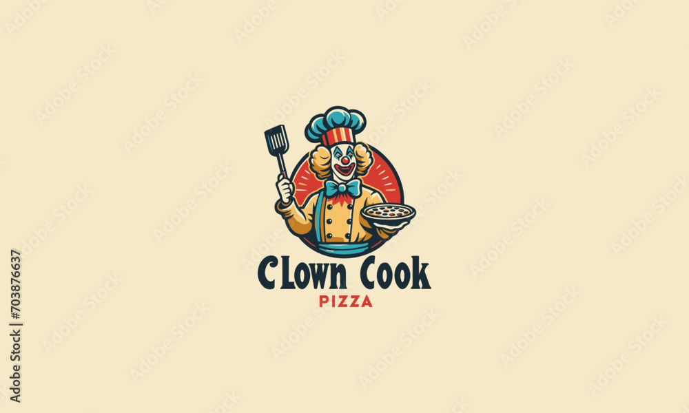 clown cook pizza vector illustration logo design clown cook pizza vector illustration logo design