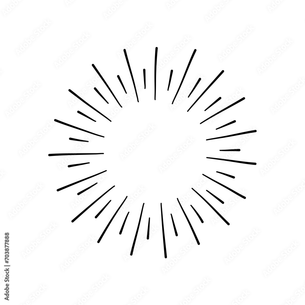 hand drawn sunburst vector illustration 