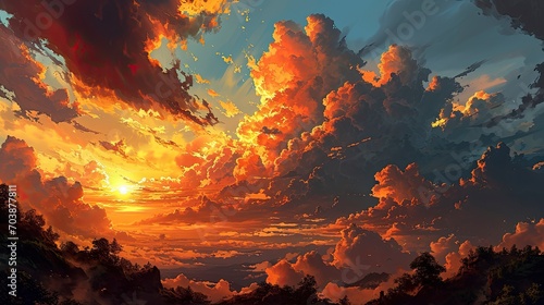 Dusk Sky Twilight Evening Sunset Orange, Background Banner HD