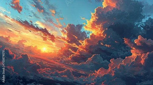 Fantastic Cloudy Sky Pastel Gradient Color, Background Banner HD © Alex Cuong