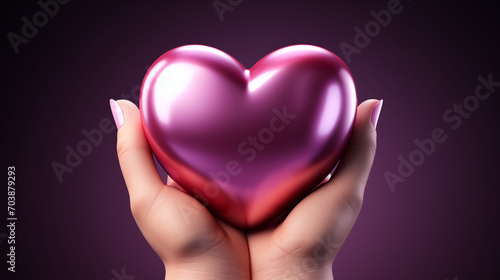 3d icon red heart in hand cartoon arm holding gesture