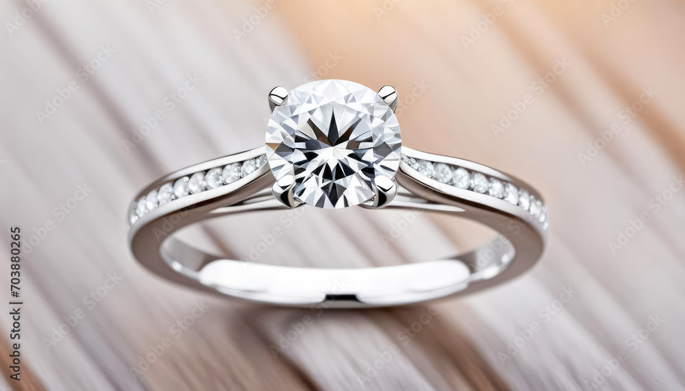 Beautiful diamond ring with copy space and peach fuzz colors Beautiful diamond ring with copy space and peach fuzz colors