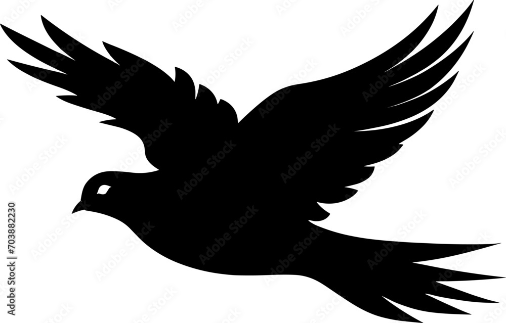 Black dove icon. Peace symbol. Flying pigeon icon. Vector graphic EPS 10. AI generated illustration.
