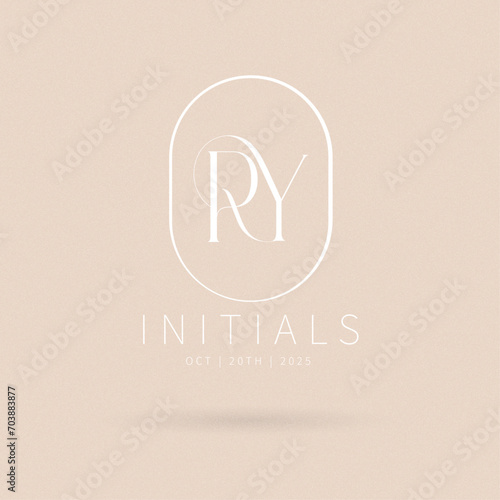 RY Monogram logo, Minimalist Typographic Line Monogram Logo, RY Wedding monogram logo, RY Typography Initial Letter Brand Logo 