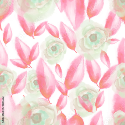 Fototapeta Naklejka Na Ścianę i Meble -  rose background,rose pattern,watercolor pattern,pattern with beautiful plants for textiles or graphic prints, pattern with beautiful colors, pattern for fabric and textiles, pattern for typography