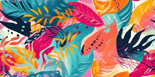 vibrant seamless tropical leaves pattern © duyina1990