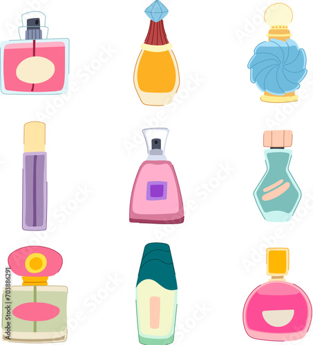 perfume for women set cartoon. spray smell, girl scent, luxury ry perfume for women sign. isolated symbol vector illustration