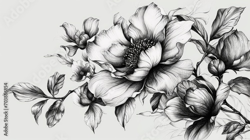 Wallpaper Mural Classic Flower Sketch Elegance Torontodigital.ca