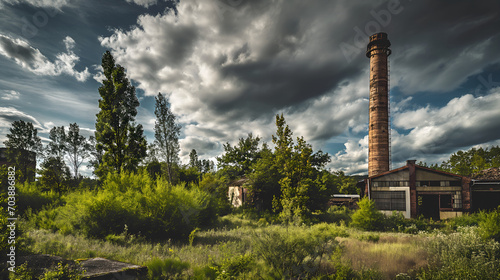 Rustic Majesty: The Timeless Beauty of an Old Grunge Factory Tower