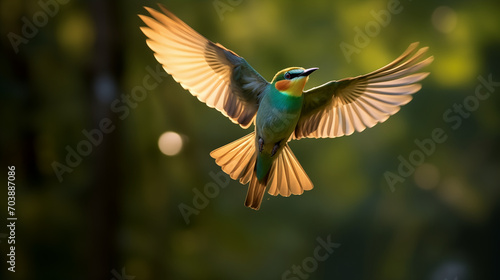 Enchanting Landing: Blue-Tailed Bee-Eater and Tree Branch in Daylight