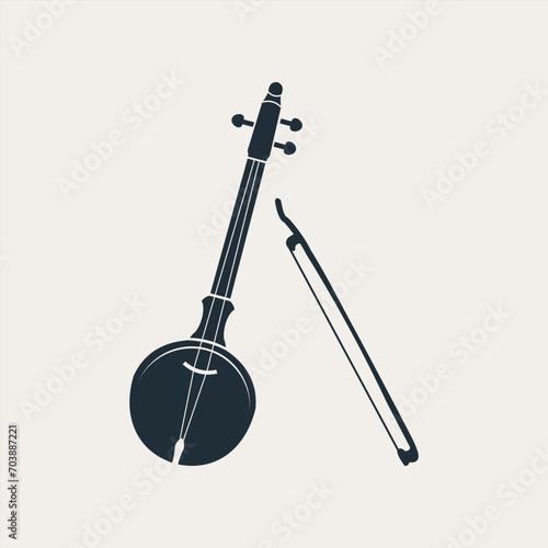 Melodic Rebab: A Soft Pastel Illustration of Traditional Asian and Indonesian String Instruments in Harmonious Vector Design photo