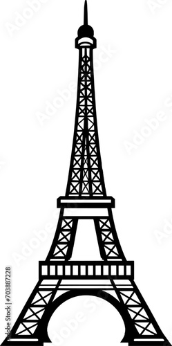 Eiffel Tower Black Silhouette Vector Illustration. AI generated illustration.