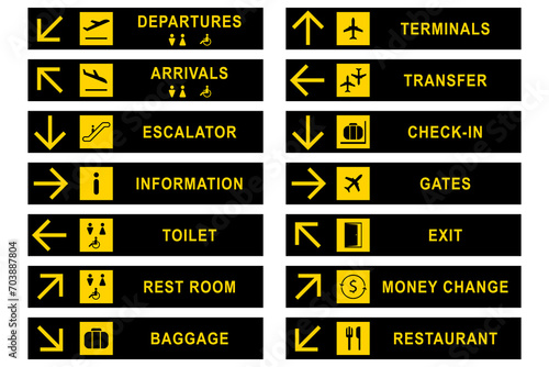 Airport signs stock illustration. Vector design.